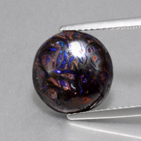 Opale boulder naturale multicolore da 5,24 ct, taglio rotondo, opaco