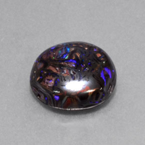 Opale boulder naturale multicolore da 5,24 ct, taglio rotondo, opaco