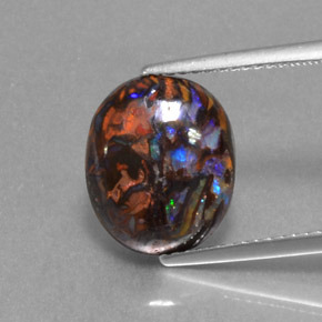 Opale boulder naturale multicolore da 4,74 ct, taglio ovale, opaco