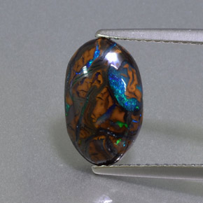 Opale boulder naturale multicolore da 2,68 ct, taglio ovale, opaco