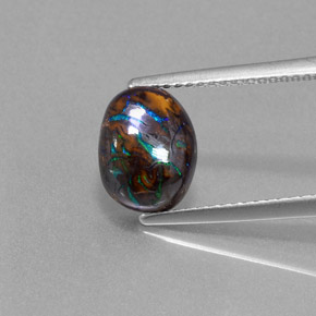 Opale boulder naturale multicolore da 3,22 ct, taglio ovale, opaco