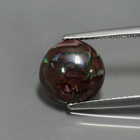 Opale boulder naturale multicolore da 4,13 ct, taglio rotondo, opaco