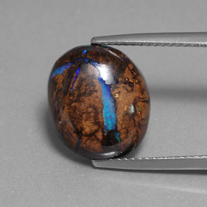 Opale boulder naturale multicolore da 7,80 ct, taglio ovale, opaco