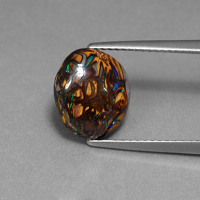 Opale boulder naturale multicolore da 3,41 ct, taglio ovale, opaco