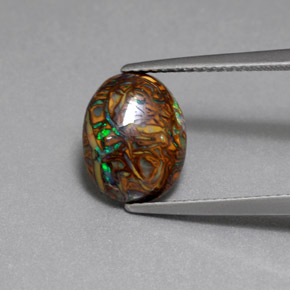 Opale boulder naturale multicolore da 3,53 ct, taglio ovale, opaco