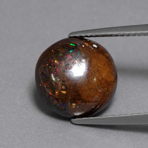 Opale boulder naturale multicolore da 6,54 ct, taglio rotondo, opaco