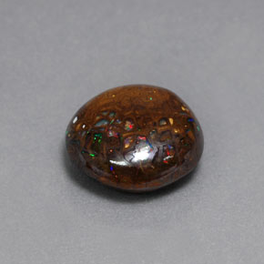 Opale boulder naturale multicolore da 6,54 ct, taglio rotondo, opaco