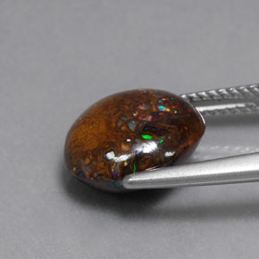 Opale boulder naturale multicolore da 6,54 ct, taglio rotondo, opaco