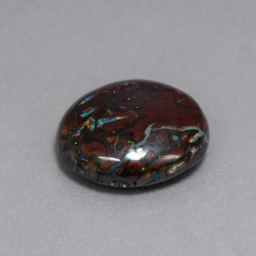 Opale boulder naturale multicolore da 6,51 ct, taglio ovale, opaco