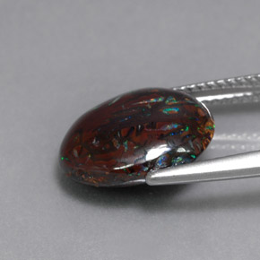 Opale boulder naturale multicolore da 6,51 ct, taglio ovale, opaco