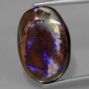 Opale boulder naturale multicolore da 8,30 ct, taglio ovale, opaco