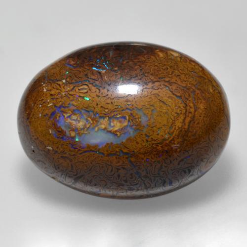 Opale boulder naturale multicolore da 15,56 ct, taglio ovale, opaco
