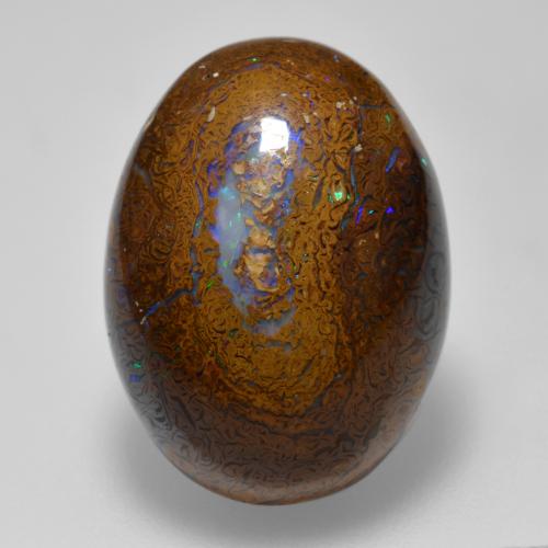 Opale boulder naturale multicolore da 15,56 ct, taglio ovale, opaco