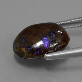 Opale boulder naturale multicolore da 7,53 ct, taglio ovale, opaco