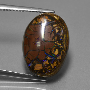 Opale boulder naturale multicolore da 13,53 ct, taglio ovale, opaco