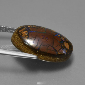 Opale boulder naturale multicolore da 13,53 ct, taglio ovale, opaco