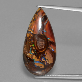 Opale boulder naturale multicolore da 11,35 ct, taglio a pera, opaco