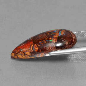 Opale boulder naturale multicolore da 11,35 ct, taglio a pera, opaco