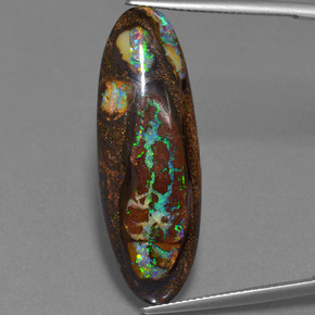 Opale boulder naturale multicolore da 27,43 ct, taglio ovale, opaco