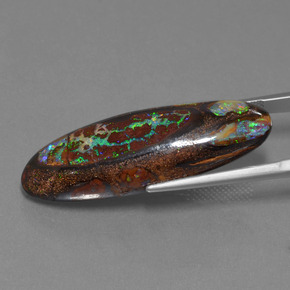 Opale boulder naturale multicolore da 27,43 ct, taglio ovale, opaco