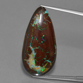 Opale boulder naturale multicolore da 22,94 ct, taglio a pera, opaco