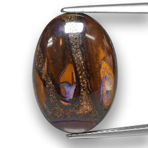 Opale boulder naturale multicolore da 12,14 ct, taglio ovale, opaco