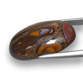 Opale boulder naturale multicolore da 12,14 ct, taglio ovale, opaco