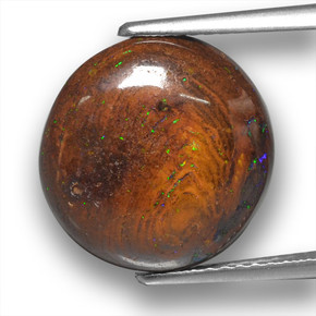 Opale boulder naturale multicolore da 6,96 ct, taglio rotondo, opaco