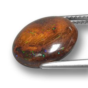Opale boulder naturale multicolore da 6,96 ct, taglio rotondo, opaco
