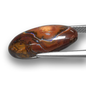 Opale boulder naturale multicolore da 10,73 ct, taglio ovale, opaco