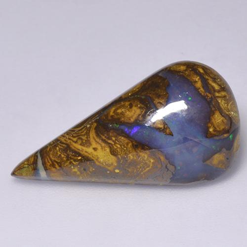 Opale boulder naturale multicolore da 7,06 ct, taglio a pera, opaco