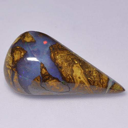 Opale boulder naturale multicolore da 7,06 ct, taglio a pera, opaco
