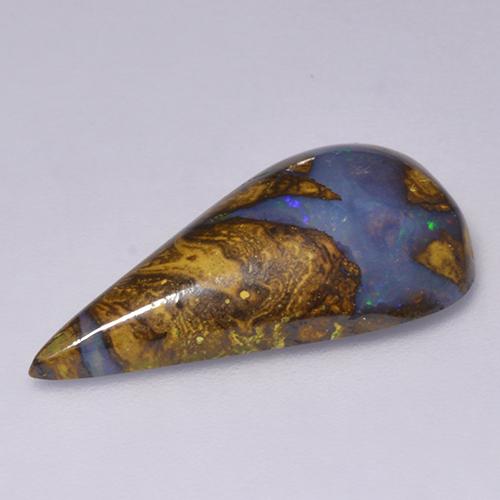 Opale boulder naturale multicolore da 7,06 ct, taglio a pera, opaco