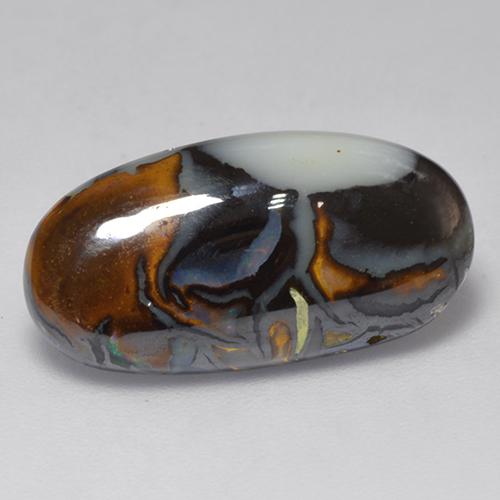 Opale boulder naturale multicolore da 6,31 ct, taglio ovale, opaco