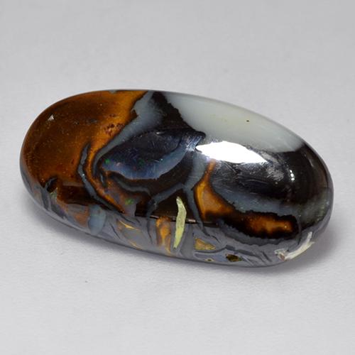 Opale boulder naturale multicolore da 6,31 ct, taglio ovale, opaco