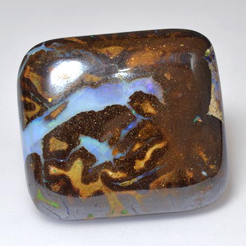 Opale boulder naturale multicolore da 25,04 ct, taglio a cuscino, opaco