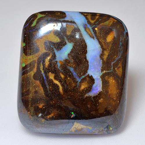 Opale boulder naturale multicolore da 25,04 ct, taglio a cuscino, opaco