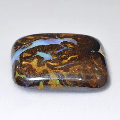 Opale boulder naturale multicolore da 25,04 ct, taglio a cuscino, opaco