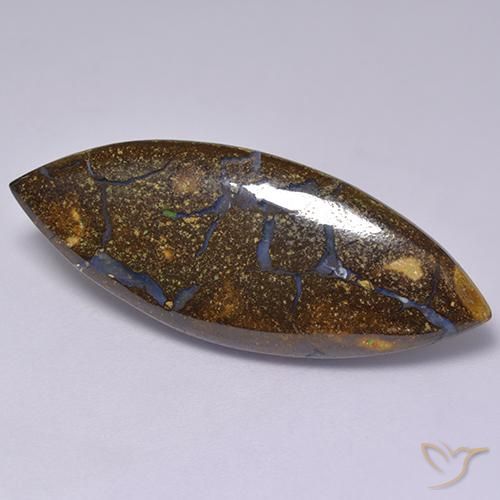 18.28ct Naturale Multicolore Opale masso, Taglio marquise, Opaco