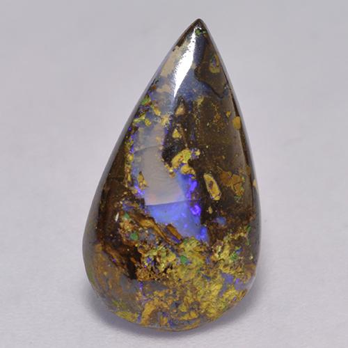 Opale boulder naturale multicolore da 2,84 ct, taglio a pera, traslucido