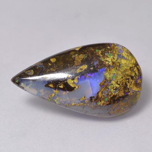 Opale boulder naturale multicolore da 2,84 ct, taglio a pera, traslucido