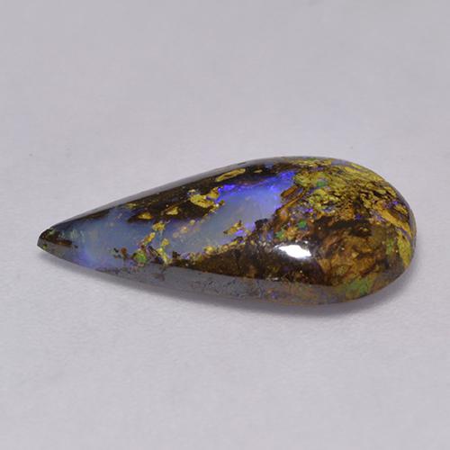 Opale boulder naturale multicolore da 2,84 ct, taglio a pera, traslucido