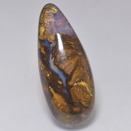 Opale boulder naturale multicolore da 14,32 ct, taglio a pera, traslucido