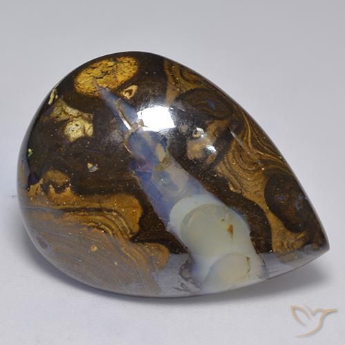 30.50ct Naturale Multicolore Opale masso, Forma a pera, Traslucido