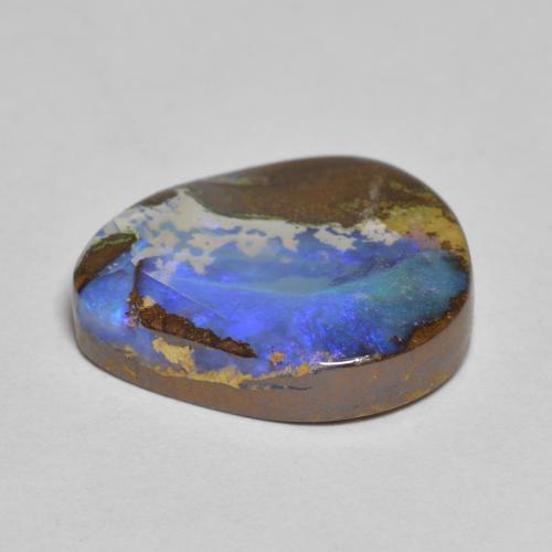 Opale boulder naturale multicolore da 7,43 ct, taglio a pera, opaco