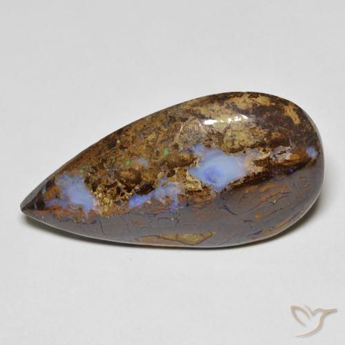 11.36ct Naturale Multicolore Opale masso, Forma a pera, Opaco