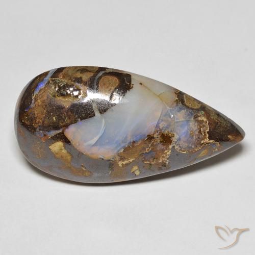 13.28ct Naturale Multicolore Opale masso, Forma a pera, Opaco