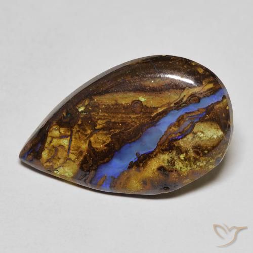 Opale boulder naturale multicolore da 8,11 ct, taglio a pera, opaco