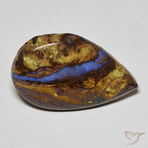 Opale boulder naturale multicolore da 8,11 ct, taglio a pera, opaco