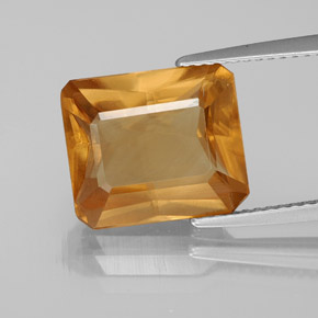 Calcite naturale arancione da 6,16 ct, taglio smeraldo, VS